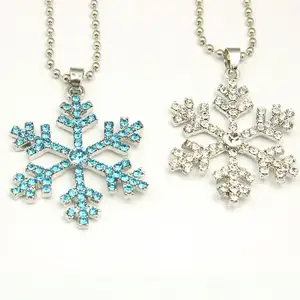 Bambini bambini film gioielli collana con fiocco di neve di diamanti collana con ciondolo fiocco di neve con strass in lega di cartone animato