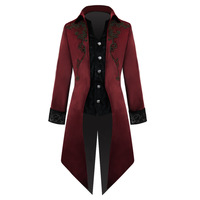 Herren Steampunk Gothic Druck-Mantel Vintage Prinz Retro Frack Überzieher Mittelalter Renaissance Jacke Viktorianische Kostüme für Erwachsene