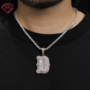 2 Tone Moissanite Mặt Dây Chuyền Đá Bong Bóng Thư Tùy Chỉnh Người Đàn Ông Phụ Nữ Quyến Rũ 925 Bạc Moissanite Mặt Dây Chuyền - Product Image 3