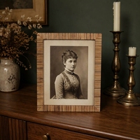 Cadre photo artisanal en rotin et bois, écologique et durable, style bohème rustique, en osier naturel, pour salon, chambre, mur ou table