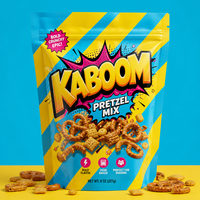 Sachet d'emballage alimentaire refermable brillant de qualité supérieure, imprimé sur mesure, style Pop-Art, pour mélange de bretzels, avec fermeture Ziplock, qualité alimentaire, SUP