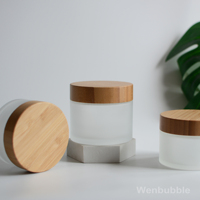Conteneur de crème givrée en gros de 15g, 30g, 50g, 100g, 150g, 200g avec couvercle en bambou naturel, pot hermétique et étanche pour l'emballage des soins de la peau