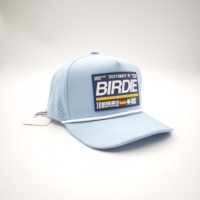 Casquette de sport personnalisée en polyester/coton à 5 panneaux, broderie main Dobby, logo patch léopard/fruits, réglable avec cordon, découpe laser