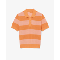 Camisa de punto a rayas informal de verano para mujer, top de punto de manga corta de malla transpirable para ropa de playa