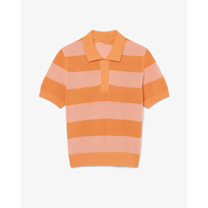 Chemise en tricot rayée décontractée d'été pour femmes - Haut en maille respirante à manches courtes pour la plage - Product Image 1