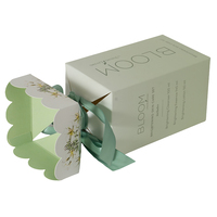 Boîtes cadeaux en carton écologiques imprimées sur mesure avec couvercle en forme de pétale vert pour l'emballage de cosmétiques et de soins de la peau, vente en gros de boîtes pliantes en papier