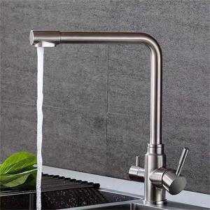 Robinet mélangeur d'eau froide et chaude HONGDEC en acier inoxydable, robinet de lavabo à <span class=keywords><strong>double</strong></span> <span class=keywords><strong>sortie</strong></span>, robinet d'évier de cuisine - Product Image 2