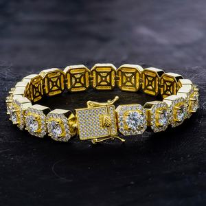 Joyería Fina, Pulseras Cubanas de Moissanita Cuadrada de 8/11 mm, Plata de Ley 925, Joyería de Moda HIPHOP para Jóvenes - Product Image 6