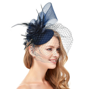 Wholesale Bridal <strong>Wedding</strong> Party Fascinators Hats With Veil and Feather Woman Tea Party Hats <strong>Wedding</strong> <strong>Top</strong> Caps Tiara for Bride - Product Image 2