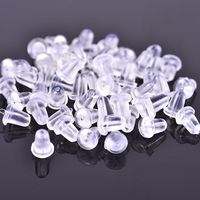 Kit de remplacement de fermoirs de boucles d'oreilles en silicone transparent 4mm*4mm avec autocollant époxy, 100 pièces pour femmes et enfants
