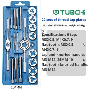 Tap and Die <strong>Set</strong> 12-Piece Hardware <strong>Tools</strong> Hand Tap Wrench Round Die <strong>Reamer</strong> <strong>Set</strong> Metric and Imperial - Product Image 6