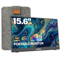 Black 15.6 Inch Full HD 1080P Portable External Monitor 250 Cd/m2 Brightness HDR for Business Office Presentations