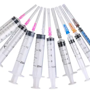 Jeringa médica desechable de plástico 1ml 3ml 5ml 10ml 20ml 50ml Luer Lock con aguja para uso hospitalario