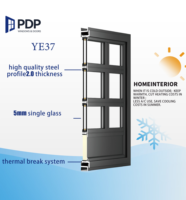 Ventana Francesa Abatible con Marco Delgado PDP, Rejilla Decorativa de Acero Inoxidable, Impermeable e Insonorizada para Sala de Estar o Uso Exterior