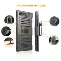 Coque antichoc hybride Armor Combo Funda Clip de ceinture pivotant en matériau PC Double béquille pour XZ Premium (G8141/G8142)