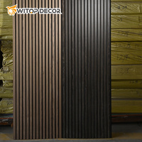 Desain Modern kayu ek alami Slat menyerap suara bilah kayu harga pabrik 600X600 Akupanel stik panel untuk Hotel
