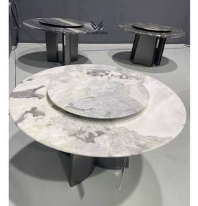 Table à manger moderne Picasso Art, dalle de quartzite naturelle de luxe sur mesure, villa intérieure, imperméable, polie, marbre graphique - Product Image 1