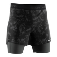 Shorts de course pour hommes, double couche, mélange de poly et de spandex, poche intérieure, découpe au laser, respirant, pour le cyclisme et le jogging