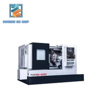Machine-outil composite horizontale robuste à rail rigide et à banc incliné pour tournage et fraisage de grande envergure, avec contre-plate et tourelle porte-outils, modèle TCK6350B