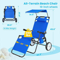 Chaise de plage pliable Bestex de haute qualité en aluminium portable avec parasol et roues
