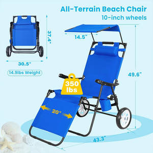 Bestex عربة تخييم محمولة عالية الجودة من الألومنيوم مع مظلة شمسية قابلة للطي في الصيف مع عجلات - Product Image 3