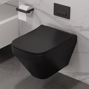 <span class=keywords><strong>WC</strong></span> <span class=keywords><strong>suspendu</strong></span> en céramique noire de luxe <span class=keywords><strong>pour</strong></span> hôtel et maison, à fixation murale - Product Image 1