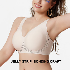 Soutien-gorge sans couture moulé à couverture complète, sans armatures, couleur unie, avec bande en gel, grande taille, pour femmes, vente en gros par fabricant OEM - Product Image 3