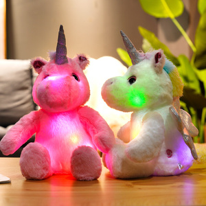 Peluche unicorno luminoso a LED-animale di peluche luminoso colorato e luce notturna (cavallo magico rosa) - Product Image 2