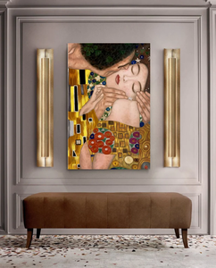 Gustav Klimt riproduzione "il bacio" dipinto a mano olio foglia d'oro su tela pittura murale - Product Image 6