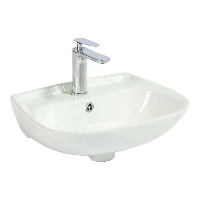 Lavabo de pared pequeño de cerámica blanca, moderno, barato, lavamanos a mano, tocador de baño, lavabo artístico