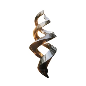 Sculpture spirale moderne de grande taille en acier inoxydable poli, résistante aux intempéries, art déco urbain de luxe, installation facile - Product Image 1