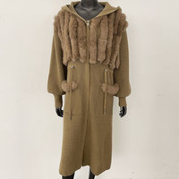 Pull à capuche en fourrure de renard véritable, long et moelleux, décontracté pour femmes, mode automne, tricot plat respirant, fermeture éclair, garniture en fourrure