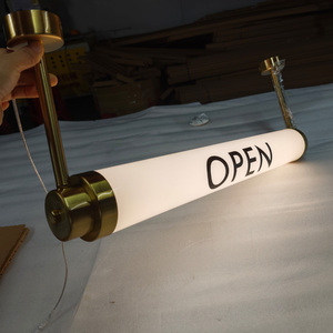 open <b>LED</b> Tube Sign Wall Mounted Brass Finish Static Text Display - Product Image 4