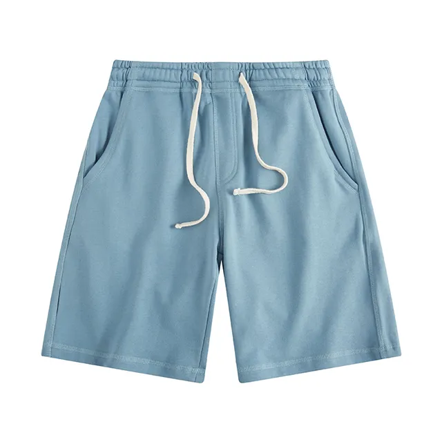 Pantalones cortos de algodón de 380gsm, chándal liso de color