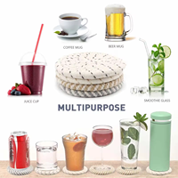 Sous-verres tissés absorbants pour boissons, 8 pièces, avec support, pour café et thé