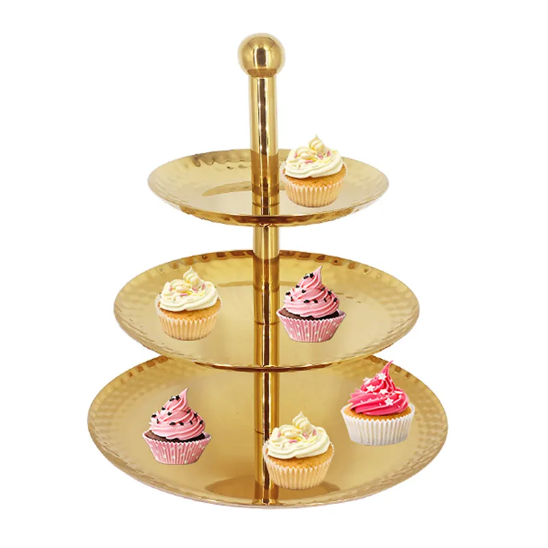 День рождения, свадьба, роскошная трехуровневая подставка для кексов, Золотая стойка для десертов из нержавеющей стали