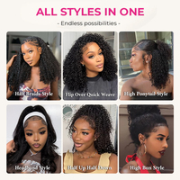 ISEE Alibaba Wholesale Wear Go Demi-perruque sans colle en cheveux naturels, 3 en 1, avec cordon de serrage, sans couture, style afro bouclé kinky à porter en tête de tête