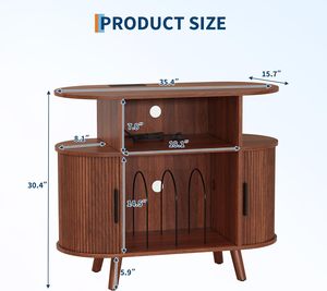 Meuble tourne-<span class=keywords><strong>disque</strong></span> moderne du milieu du siècle <span class=keywords><strong>de</strong></span> 35 pouces avec étagère <span class=keywords><strong>de</strong></span> présentation, station <span class=keywords><strong>de</strong></span> charge et arche pour salon, par Ganzhou Chenjin Furniture Co., L - Product Image 3