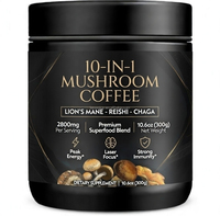 Café en Polvo Super Mushroom 10 en 1 con Hongo León, Hongo King Trumpet, Chaga, Cordyceps y Shiitake para Mejorar la Energía y la Concentración