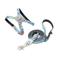 Harnais d'entraînement pour chien réglable anti-traction 360° sans nœuds, rembourré confortable, motif dessin animé, pour usage extérieur – Disponible en dropshipping