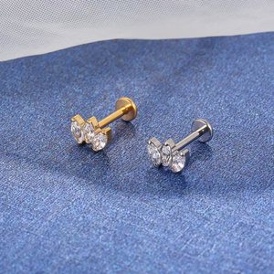 <span class=keywords><strong>Gaby</strong></span> G23 Titanio Bonito Ópalo 16G Minimalista para Boda y Compromiso, Piercing Labret de Base Plana para Oreja, Tragus, Cartílago, Hélix, Concha y Lóbulo - Product Image 2
