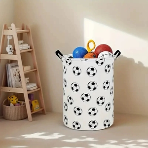 <span class=keywords><strong>Panier</strong></span> à linge <span class=keywords><strong>de</strong></span> football pliable grande capacité avec poignées, en tissu imperméable, cadeau décoratif pour les fans <span class=keywords><strong>de</strong></span> football - Product Image 6