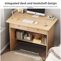 Escritorio de Computadora Moderno Ajustable Meida de Madera con Cajones y Estante Abierto, Superficie de Lámina para Oficina en Casa y Dormitorio