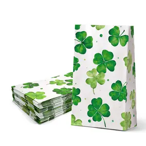 New Design Four Leaf Clover Square Bottom Bread Paper Bag Candy Cookie Gift Treat Bags