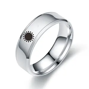 Wholesale Width 6mm Stainless Steel Moon Ring 6mm Stainless Steel Sun Ring Stainless Steel Couple Ring