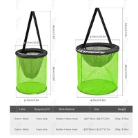 Panier de pêche flottant Tolure, pliable et portable, en nylon monofilament résistant à l'usure, pour appâts vivants, couleur verte