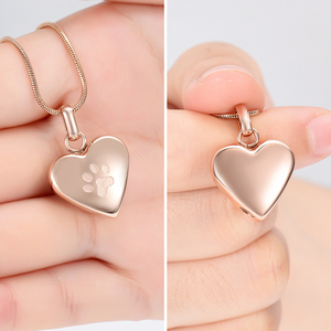 Wholesale Stainless Steel Pet Cremation <b>Urn</b> Jewelry for Ashes Paw Print Heart Pendant Memorial Necklace - Product Image 6