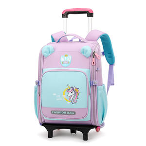 Cartables primaires pour filles-Cartables à roulettes pour enfants de grande capacité 1er-6e année-Protection de la colonne vertébrale Sacs à double épaule - Product Image 4