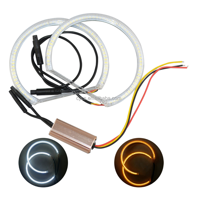 Vehicle Parts Auto Lighting Others Car Light Accessories 131mm Two-colour White Yellow Double Color Headlight Car Led Angel Eyes