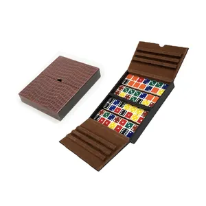도미노 세트 다채로운 도미노 게임 사용자 정의 가짜 가죽 상자
